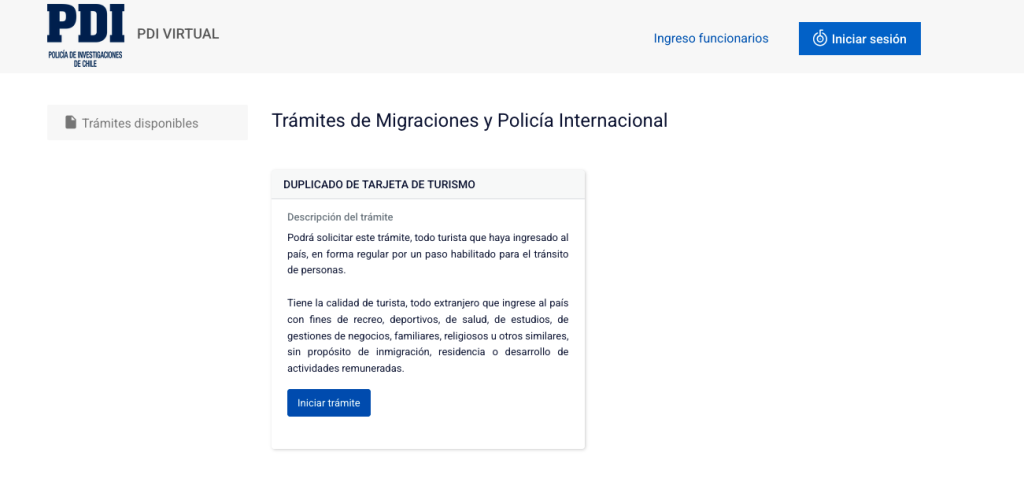 Duplicate Tourist Card in Chile